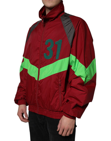 Multicolor nylon full-zip windbreaker jacket by Dolce & Gabbana with a lightweight design and vibrant color blocking.