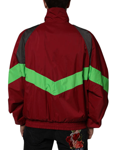 Multicolor nylon full-zip windbreaker jacket by Dolce & Gabbana, featuring a lightweight design with vibrant color blocks.