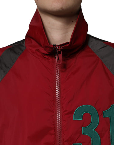 Multicolor nylon full-zip windbreaker jacket by Dolce & Gabbana, featuring a lightweight design and vibrant color accents.