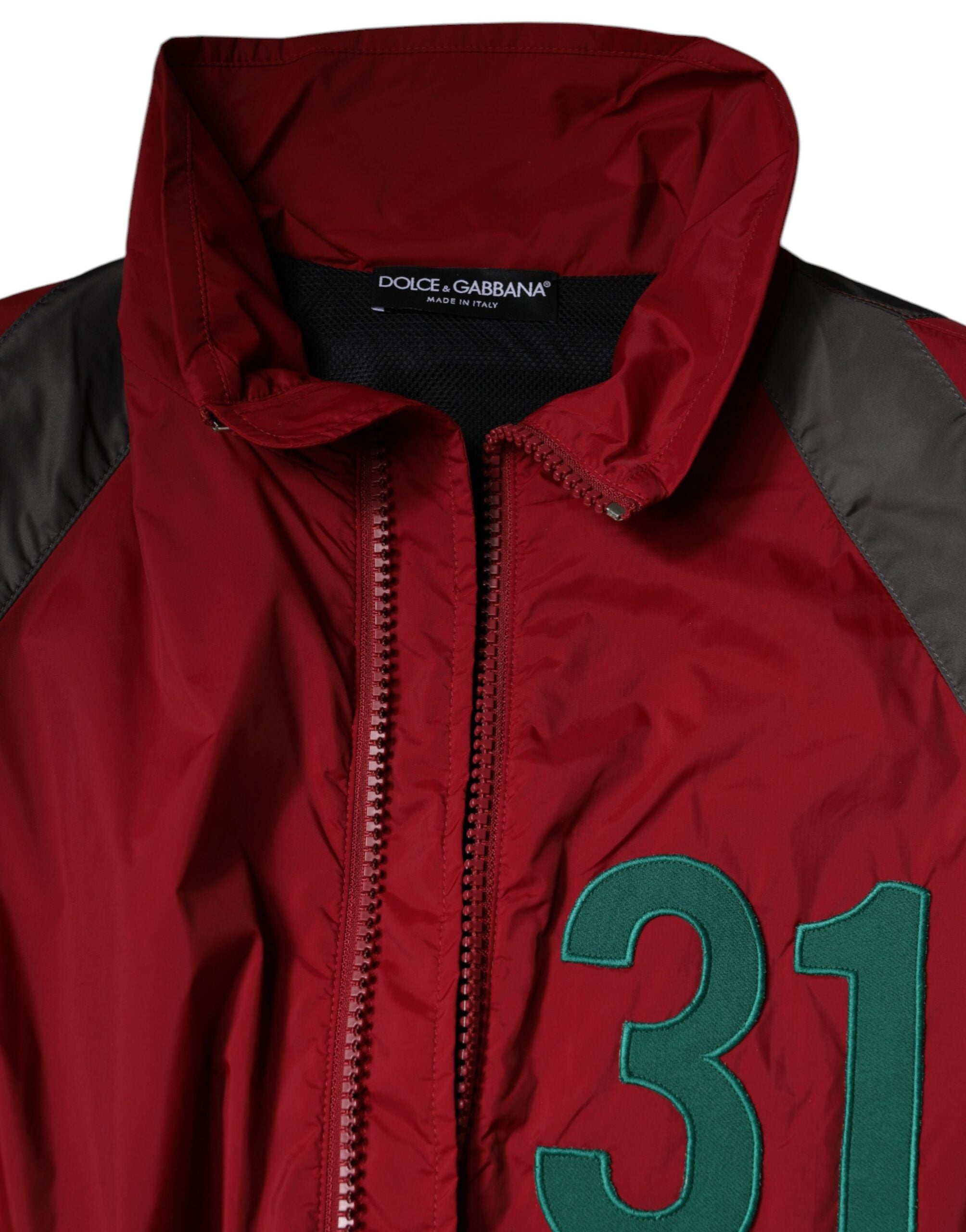 Multicolor nylon full-zip windbreaker jacket by Dolce & Gabbana, featuring a lightweight design and vibrant color blocks.