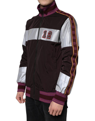 Multicolor full-zip bomber jersey jacket for men by Dolce & Gabbana, featuring a stylish design and casual fit.
