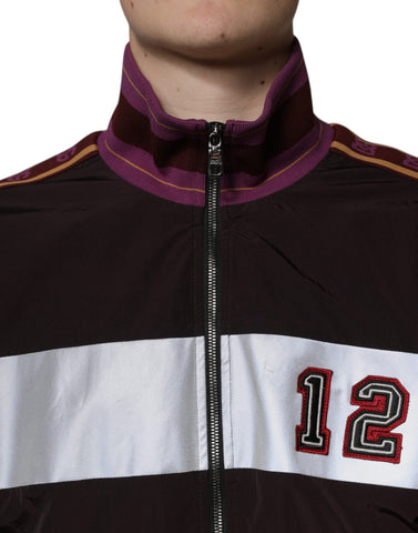 Multicolor full-zip men's bomber jacket by Dolce & Gabbana featuring vibrant color block design and ribbed cuffs.