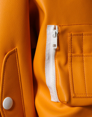 Orange and white full-zip bomber jacket by Dolce & Gabbana with a sleek design and ribbed cuffs.