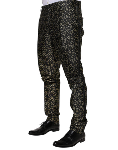 Black Stars Jacquard Sicilia 2-piece suit by Dolce & Gabbana, tailored with intricate star-patterned fabric and structured fit.