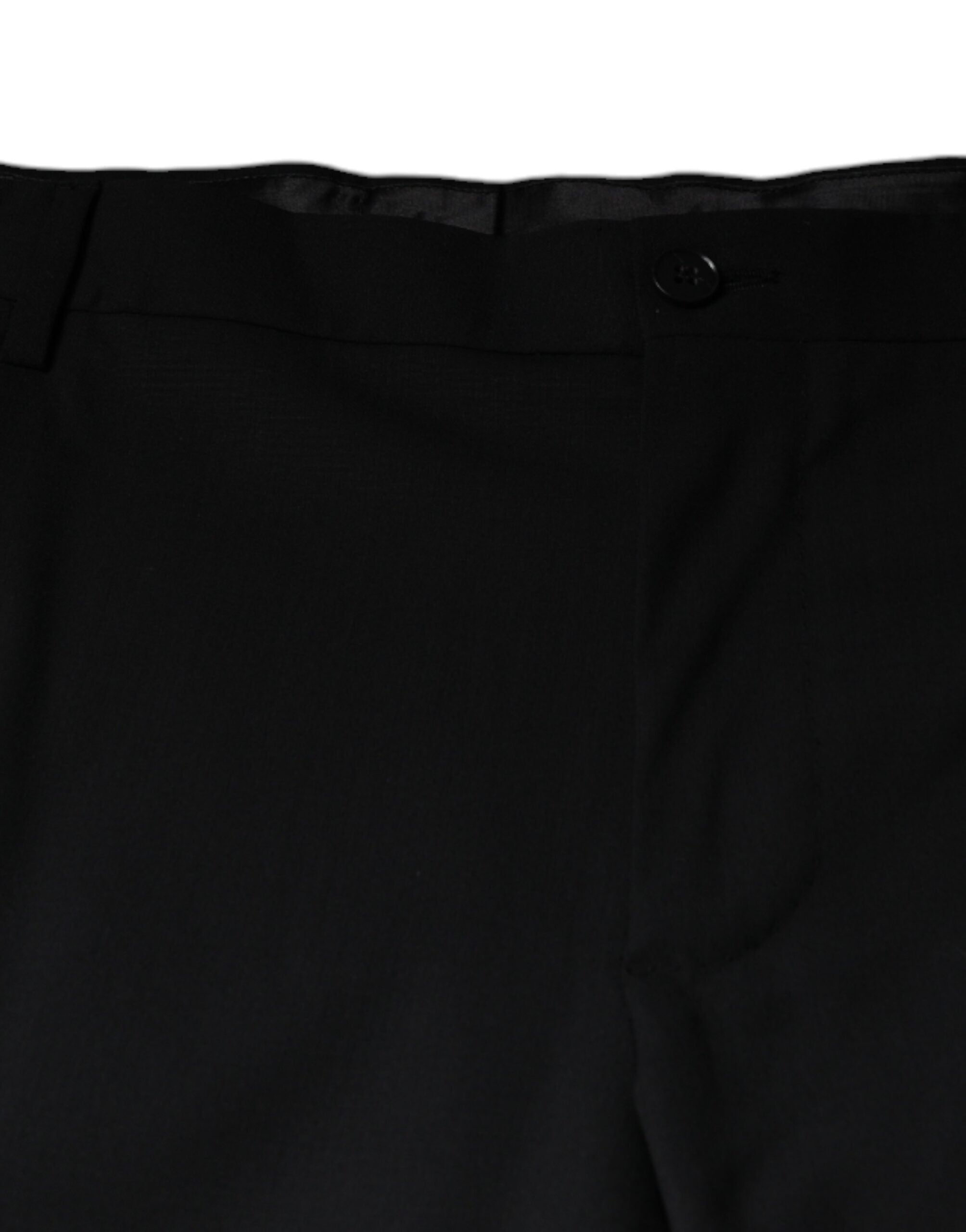 Black wool men's formal dress pants by Dolce & Gabbana, tailored fit with classic waistband and sleek design.