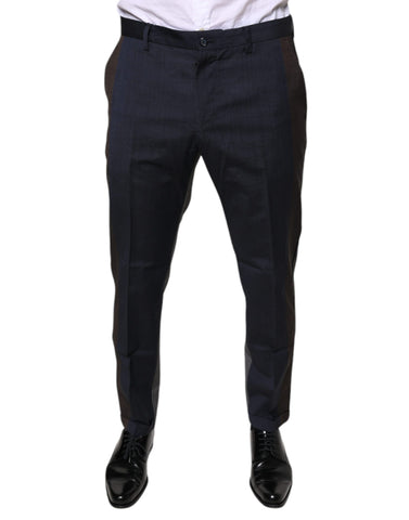 Black cotton wool formal dress pants by Dolce & Gabbana, tailored fit with classic design and sleek waistband.