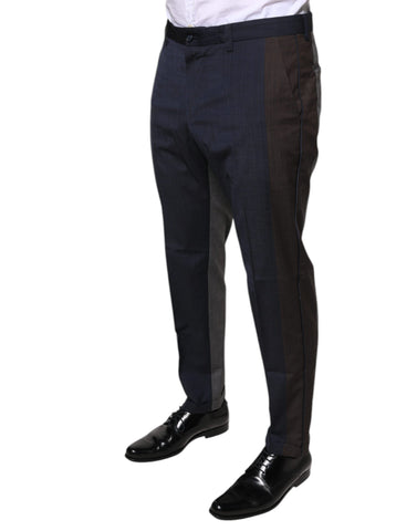 Black cotton wool formal dress pants by Dolce & Gabbana, tailored fit with classic style and sleek design.