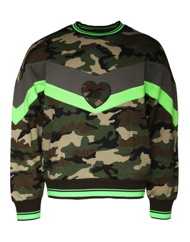 Multicolor camouflage sweatshirt by Dolce & Gabbana featuring a casual fit and vibrant camo pattern.