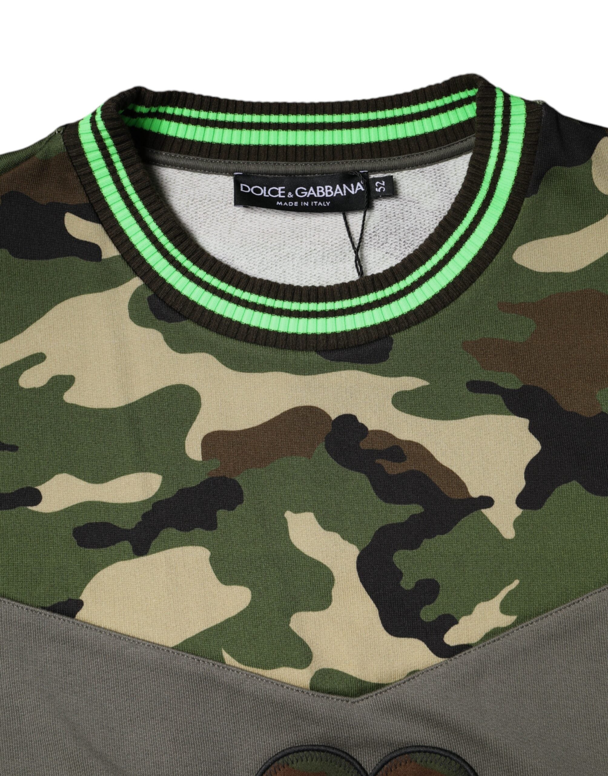 Multicolor camouflage sweatshirt by Dolce & Gabbana featuring a relaxed fit and bold camo print.