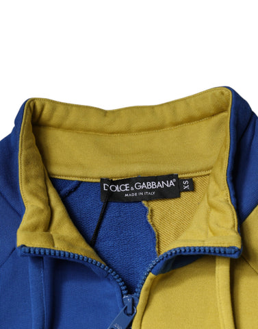 Multicolor patchwork men's sweatshirt sweater by Dolce & Gabbana featuring vibrant, mixed fabric design and casual fit.