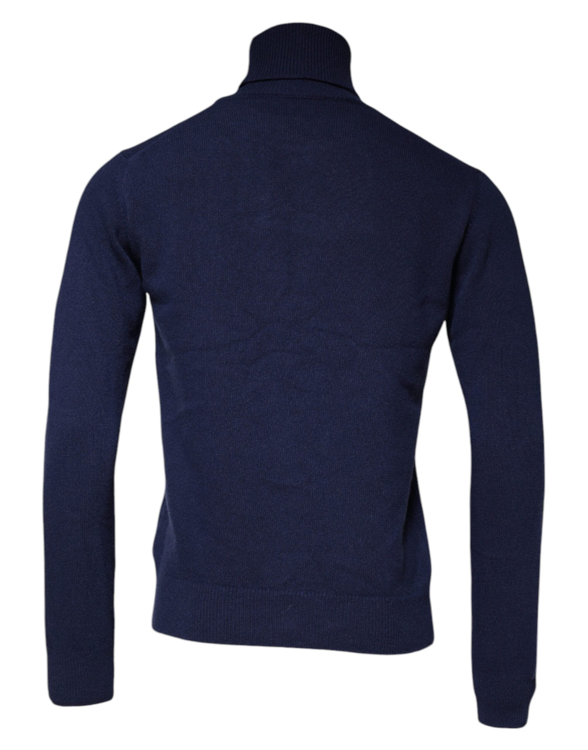 Blue wool knit turtleneck sweater by Dolce & Gabbana, featuring a cozy fit and classic design.
