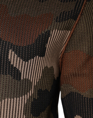 Multicolor camouflage men's pullover sweater by Dolce & Gabbana, featuring a stylish camouflage pattern and comfortable fit.