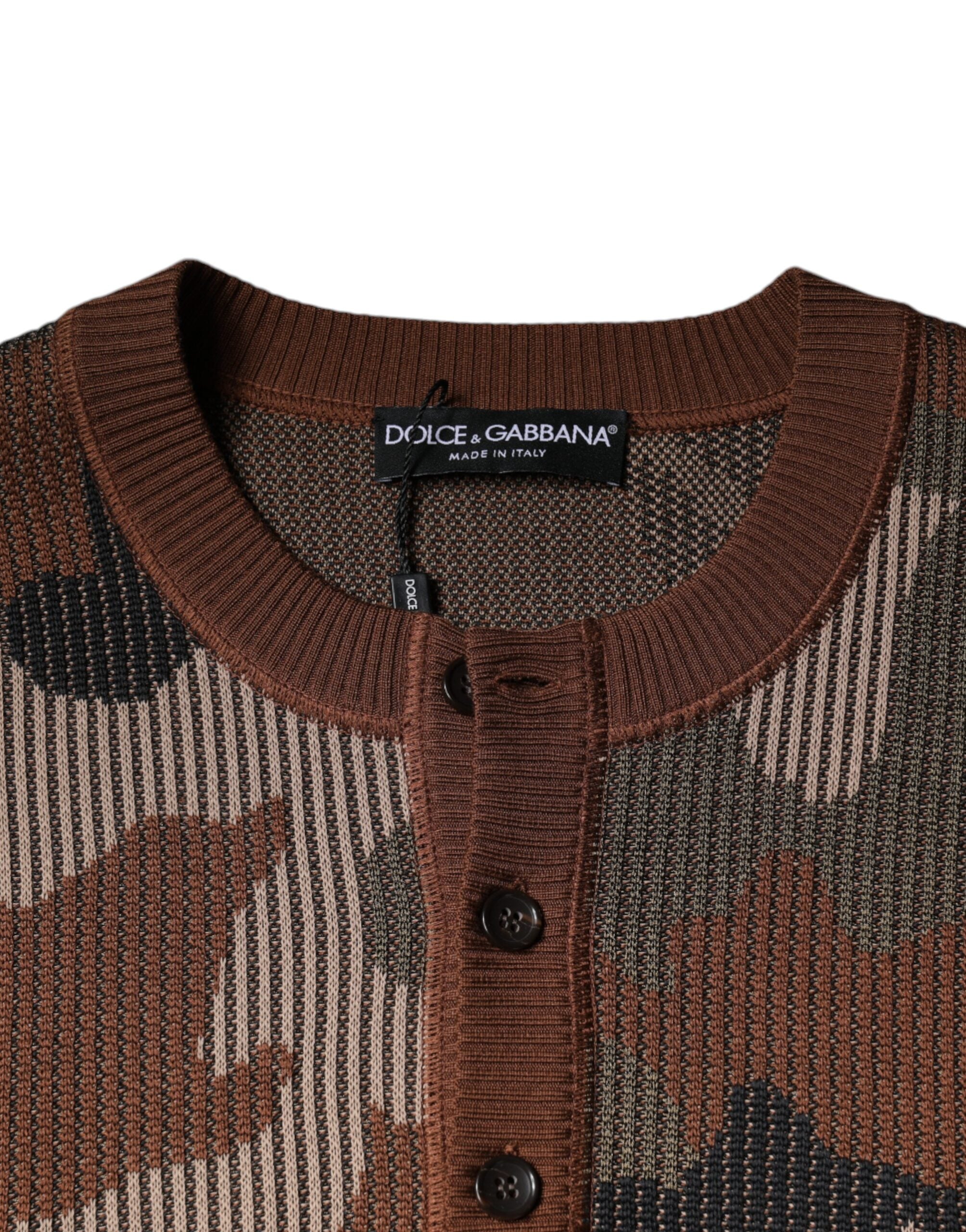 Multicolor camouflage men's pullover sweater by Dolce & Gabbana, featuring a stylish camouflage pattern and comfortable fit.