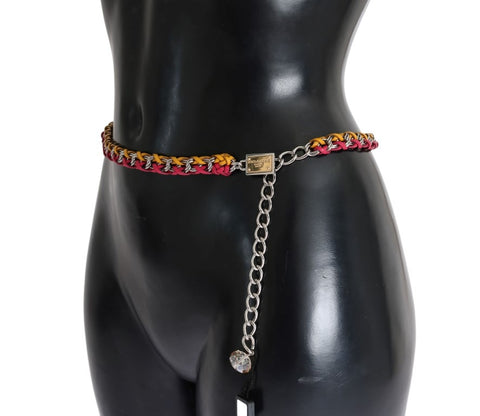 Red and yellow leather crystal belt by Dolce & Gabbana featuring sparkling embellishments and a sleek design.