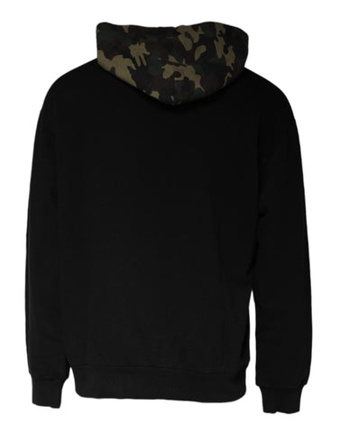 Black camouflage hooded sweatshirt from Dolce & Gabbana featuring a casual, comfortable fit and stylish camouflage print.