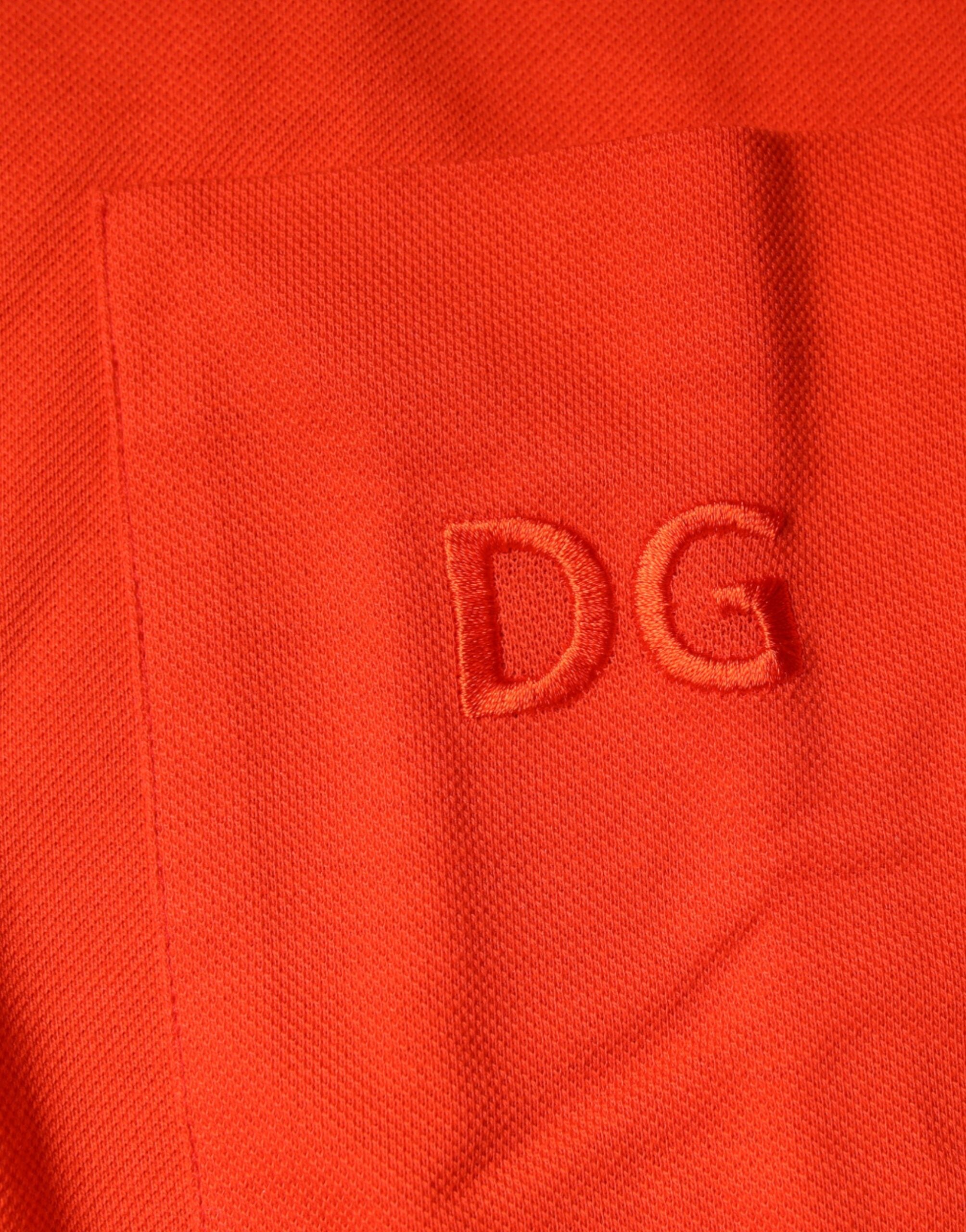 Orange cotton button-down casual polo shirt by Dolce & Gabbana, showing a classic fit with a collar and button placket.