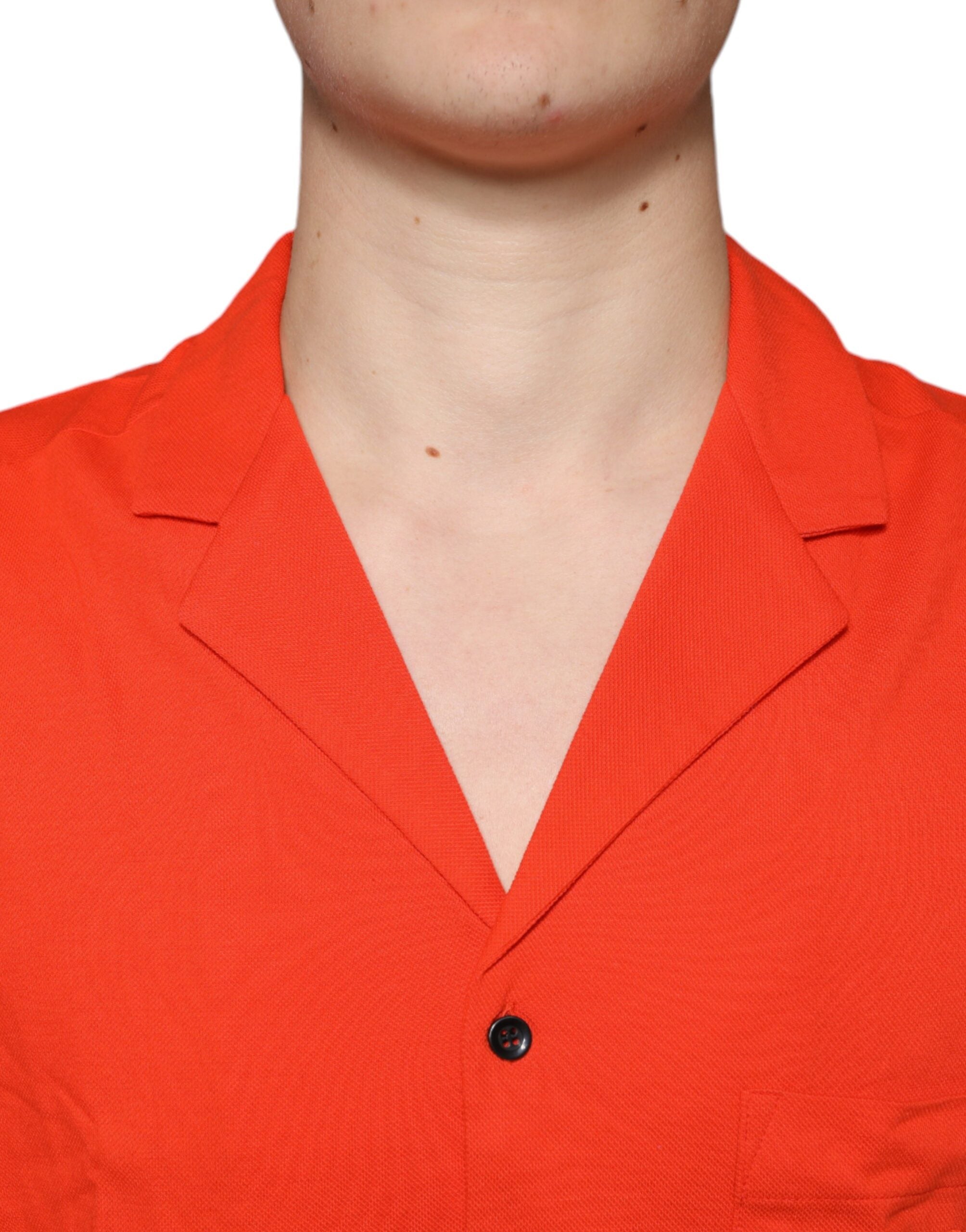 Orange cotton casual polo shirt with buttons from Dolce & Gabbana, featuring a classic collar and relaxed fit.
