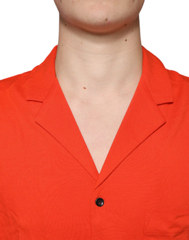 Orange cotton casual polo shirt with buttons from Dolce & Gabbana, featuring a classic collar and relaxed fit.