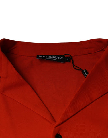Orange cotton Dolce & Gabbana casual button-down polo shirt with a classic fit and short sleeves.