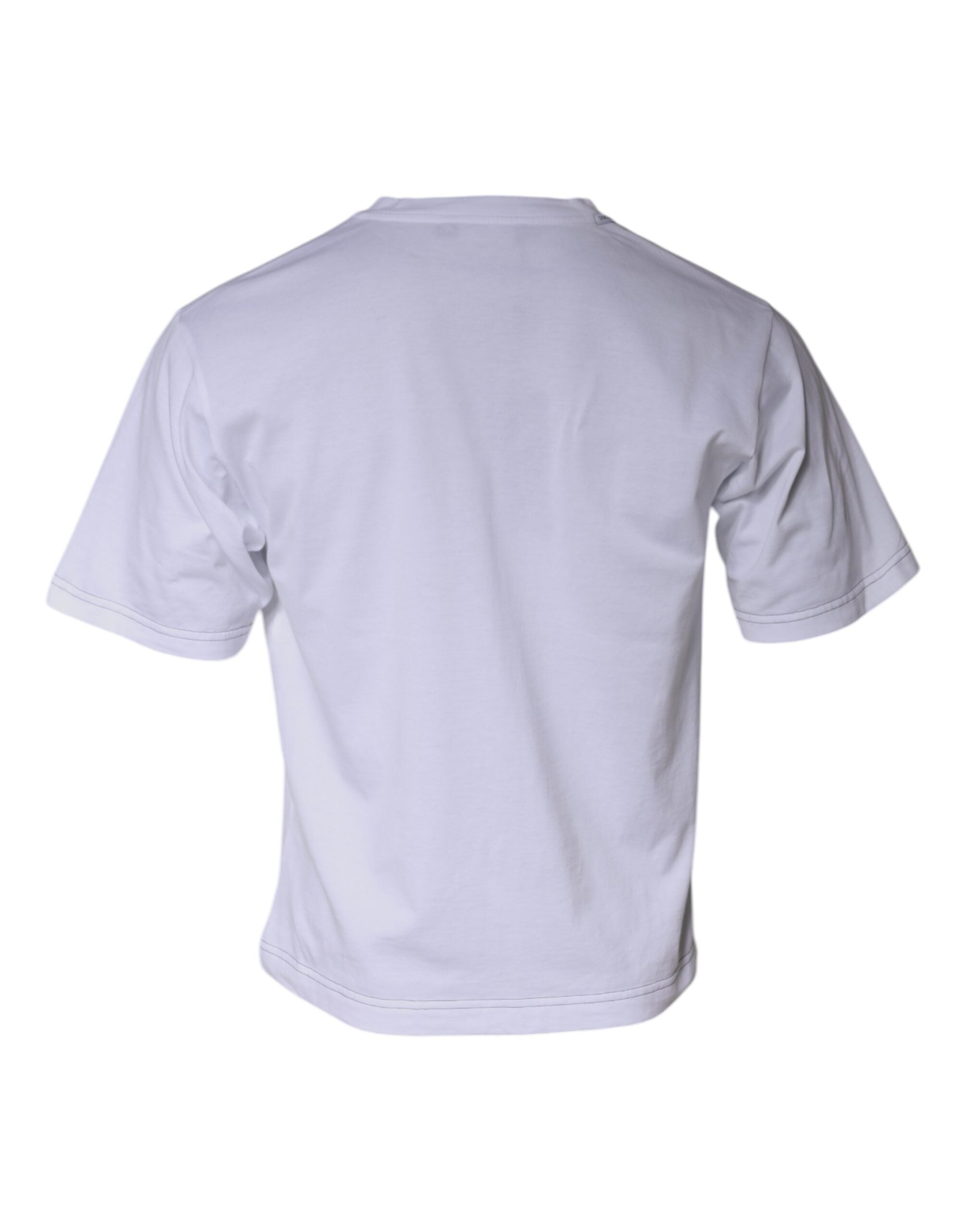 White Dolce & Gabbana cotton T-shirt with DG logo and short sleeves, casual and stylish for everyday wear.