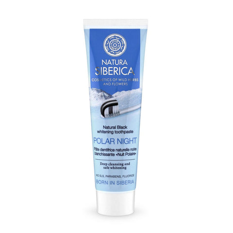 Natura Siberica Polar Night toothpaste 100g with herbal extracts, shown in a tube on a white background.