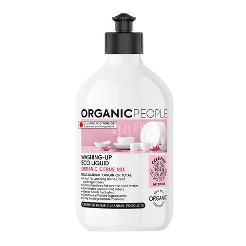Organic People citrus mix eco-friendly washing-up liquid in 200ml bottle, natural cleaning product by Jag Couture London New York