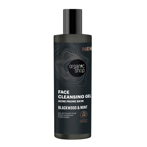 Jag Couture London Men Blackwood Gel Limpiador Anti-Acne in 200ml bottle with black and green packaging, designed for facial cleansing.