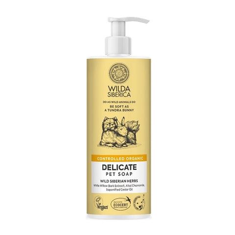 Natura Siberica Wilda Jabon Delicado 5000ml natural soap bottle with detailed label, designed for gentle skin cleansing.