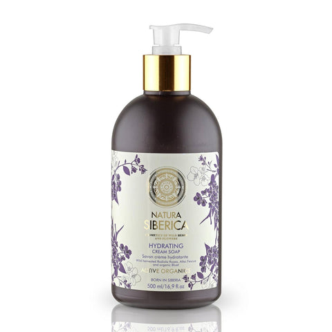 Natura Siberica Hydrating Crema-Jabon by Jag Couture London, New York, with creamy texture and natural ingredients in a white container
