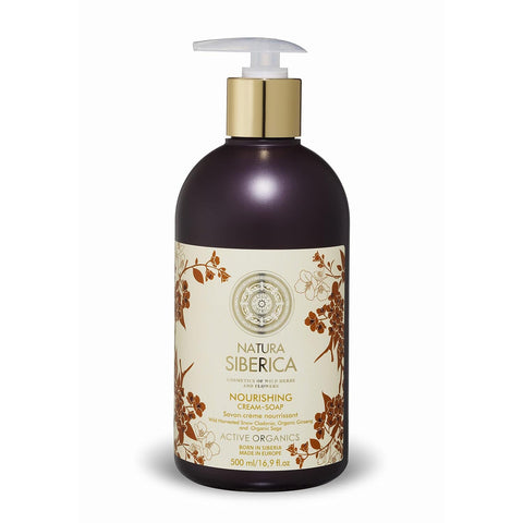 Natura Siberica Nourishing Crema-Jabon, a moisturizing facial cleanser in a tube, branded by Jag Couture London New York.
