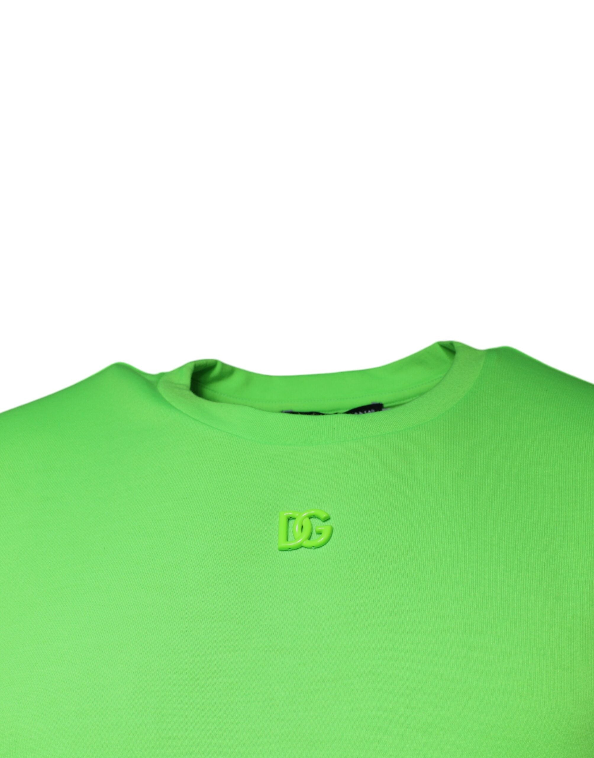 Green Dolce & Gabbana logo round neck short sleeve T-shirt, casual men's top with branding and relaxed fit.