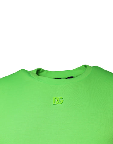 Green Dolce & Gabbana logo round neck short sleeve T-shirt, casual men's top with branding and relaxed fit.