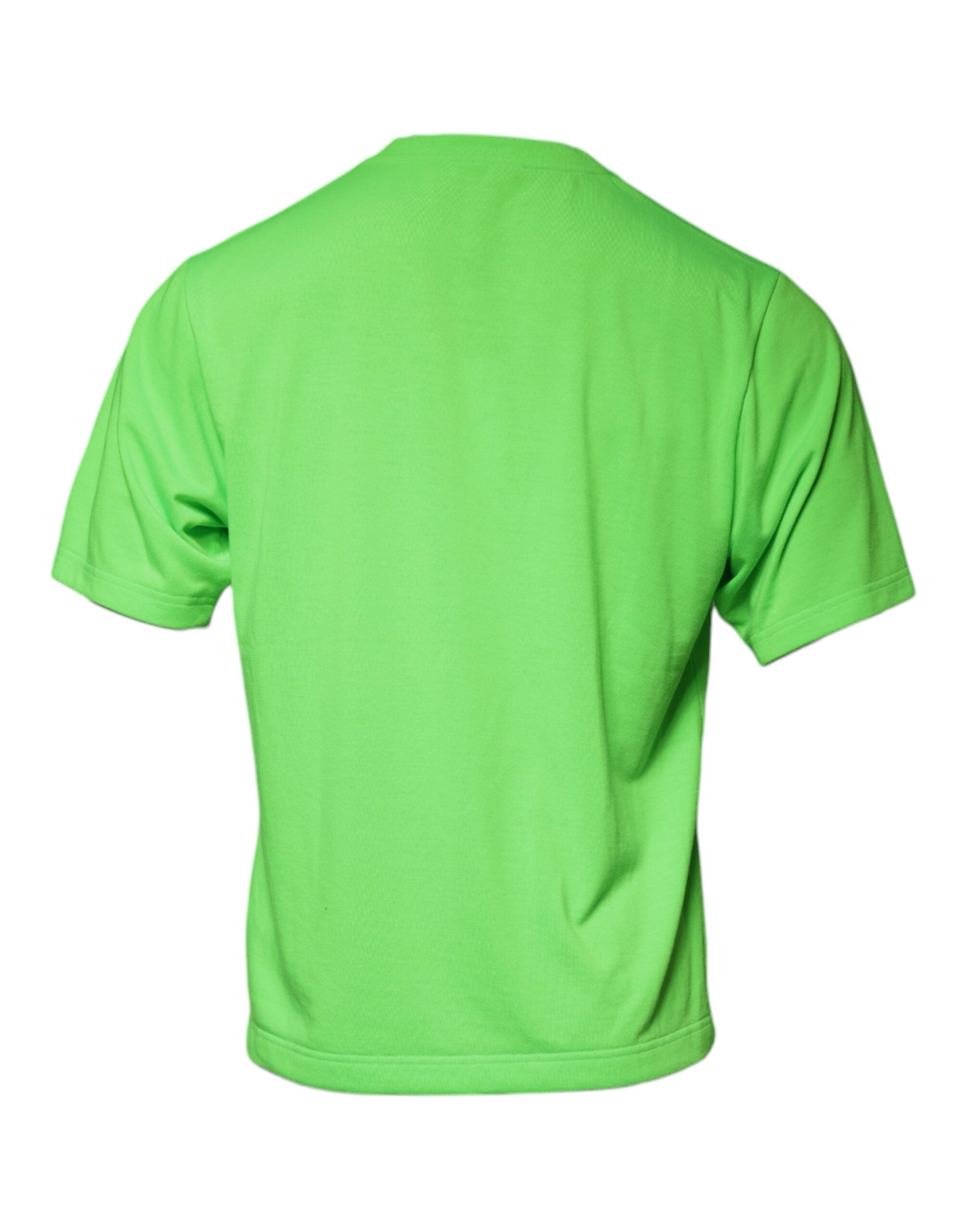 Green Dolce & Gabbana logo round neck short sleeve T-shirt, casual men's top with branding and comfortable fit.
