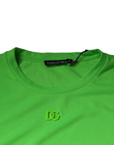 Green Dolce & Gabbana logo round neck short sleeve T-shirt with a simple, stylish design and sleek fit.