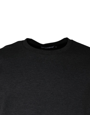 Dark gray camouflage crew neck T-shirt by Dolce & Gabbana, featuring a stylish camo pattern and classic fit.