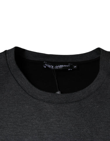 Dark gray camouflage crew neck T-shirt by Dolce & Gabbana, featuring a fitted design and military-inspired print.