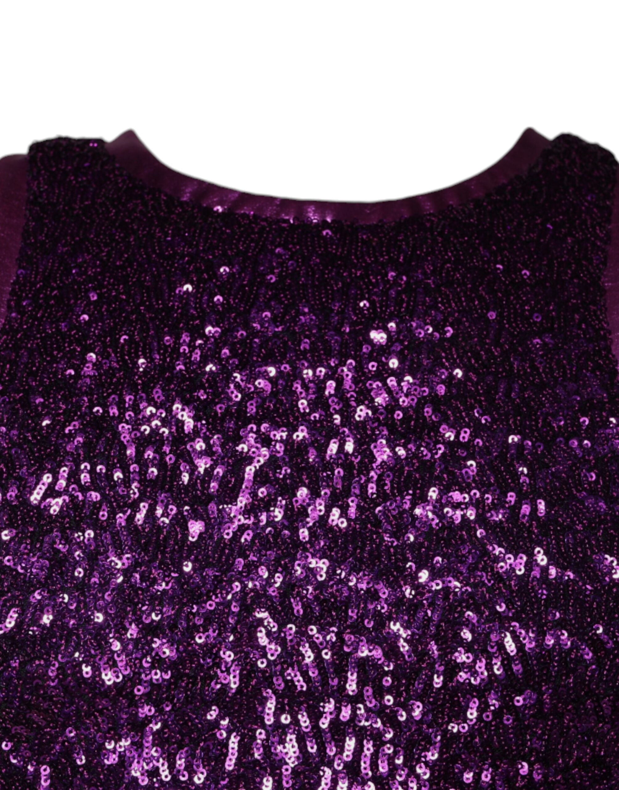 Purple sequin sleeveless round neck T-shirt by Dolce & Gabbana, featuring shiny sequin embellishments and a casual fit.