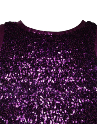 Purple sequin sleeveless round neck T-shirt by Dolce & Gabbana, featuring shiny sequin embellishments and a casual fit.