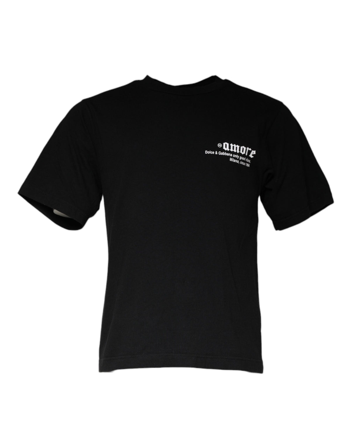 Black Dolce & Gabbana Amore print cotton crew neck T-shirt with bold graphic design and comfortable fit.