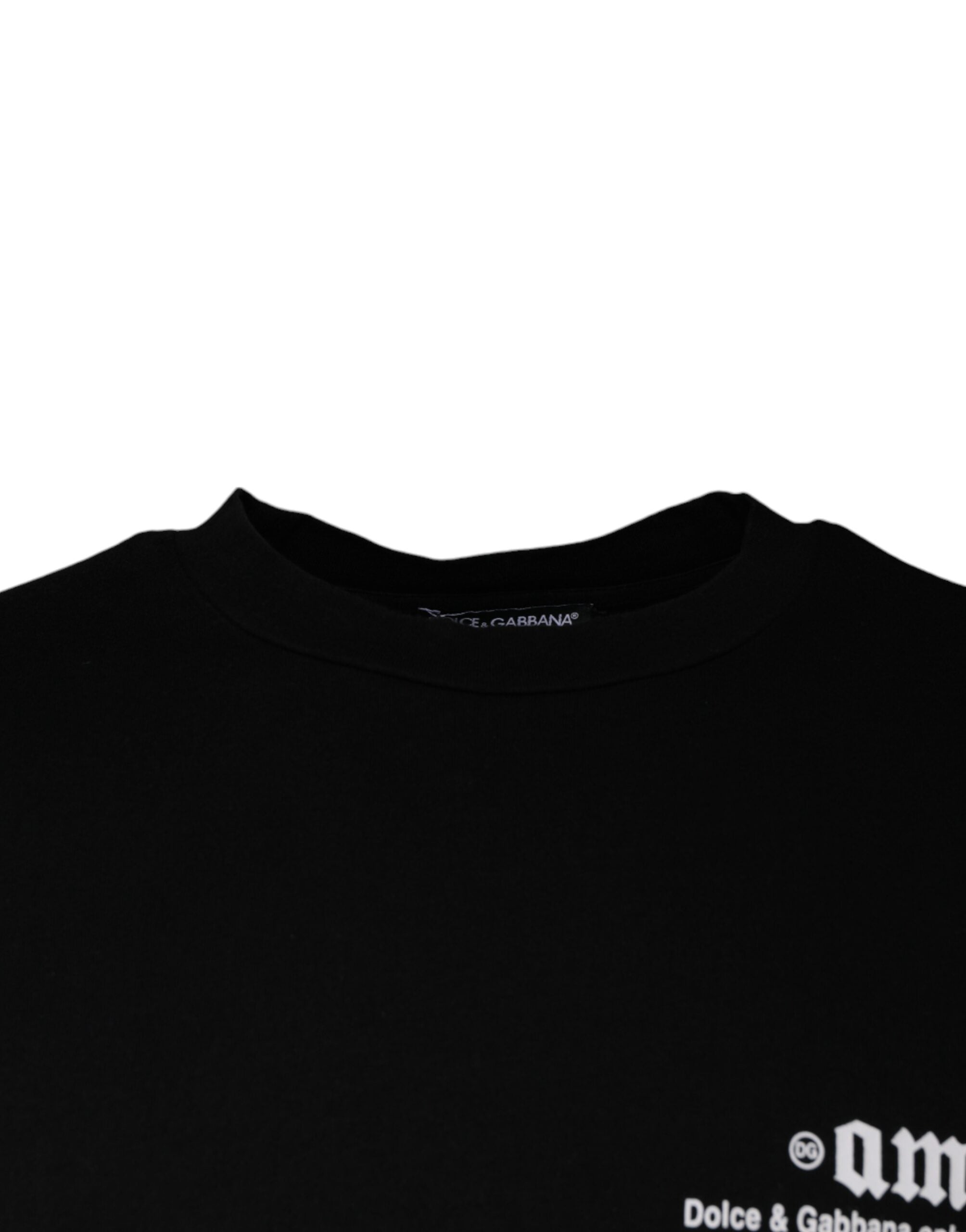 Black Dolce & Gabbana Amore print cotton crew neck T-shirt with bold graphic design and comfortable fit.