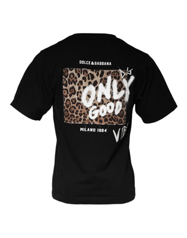 Black Dolce & Gabbana Amore print cotton crew neck T-shirt with graphic design on the front.