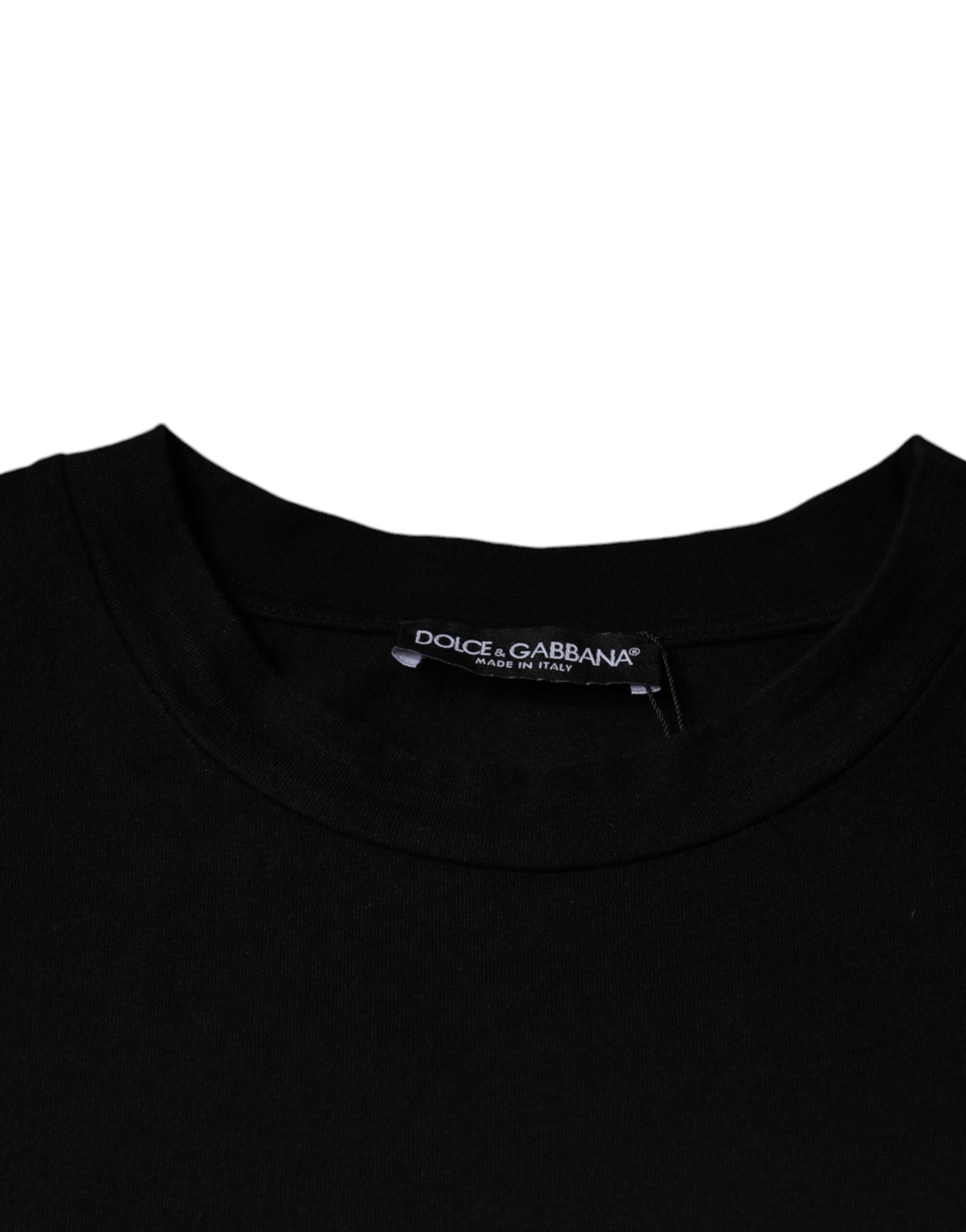 Black Amore print cotton crew neck T-shirt by Dolce & Gabbana, featuring a stylish graphic design on the front.