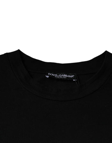 Black Amore print cotton crew neck T-shirt by Dolce & Gabbana, featuring a stylish graphic design on the front.