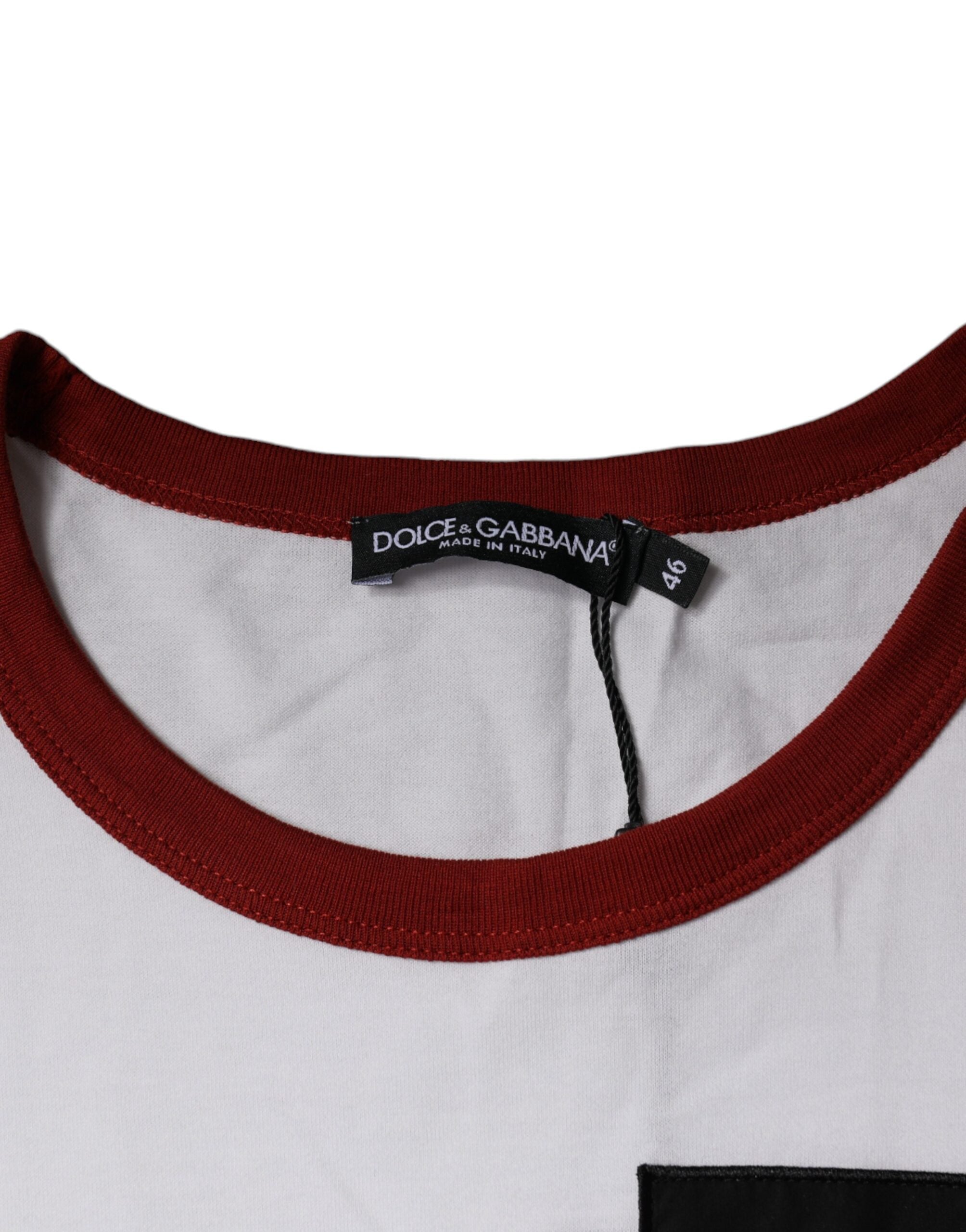 White Dolce & Gabbana graphic print cotton crew neck T-shirt with bold design and relaxed fit.