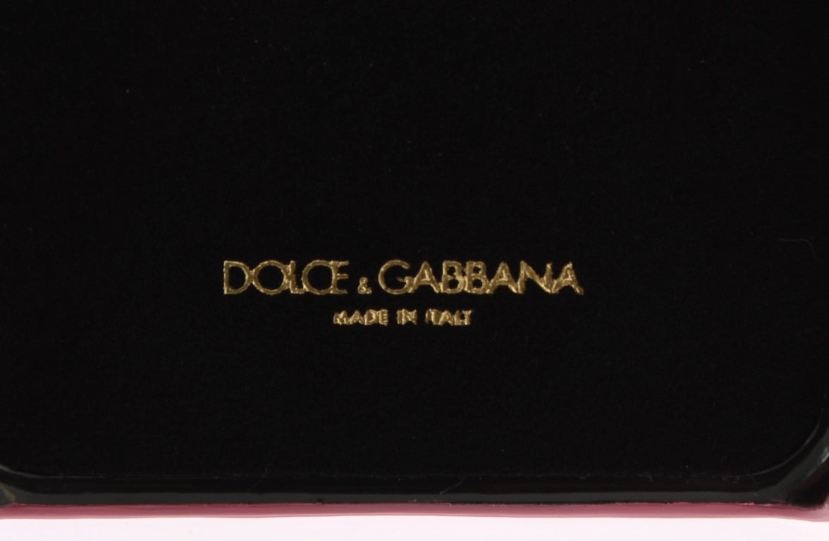 Pink leather heart-shaped phone cover by Dolce & Gabbana, featuring a stylish design and soft textured surface.