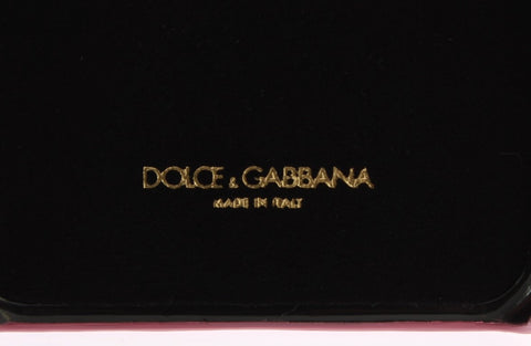 Pink leather heart-shaped phone cover by Dolce & Gabbana, featuring a stylish design and soft textured surface.