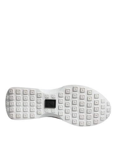 Versace multicolor canvas quad fabric Medusa low top sneakers with graphic design and logo on white rubber sole.
