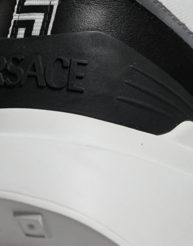 Versace multicolor canvas low top sneakers with Medusa logo and quad fabric design, stylish and vibrant casual shoes.