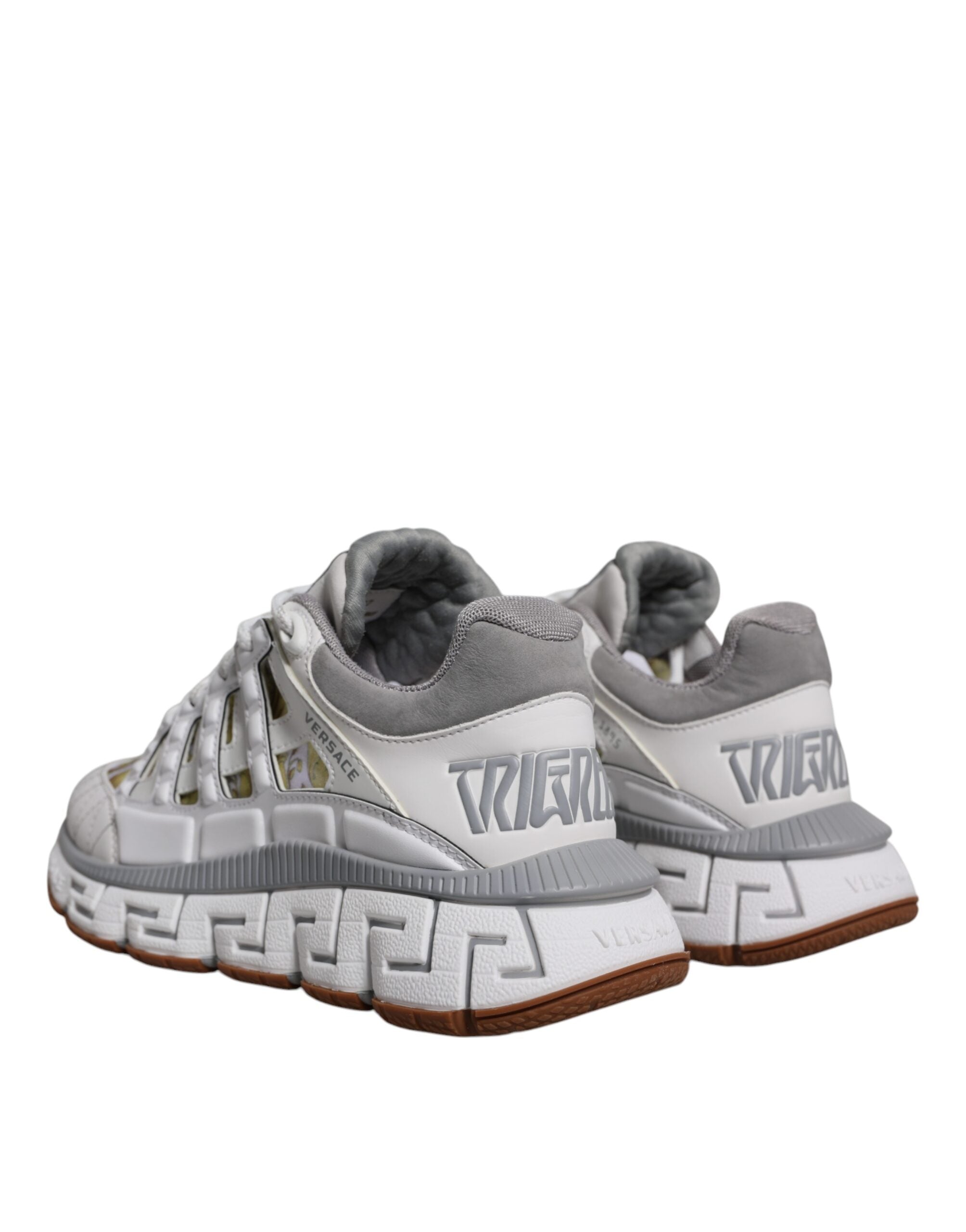 White Versace Trigreca Barocco print low top sneakers with signature design and stylish detailing, casual footwear for everyday wear.