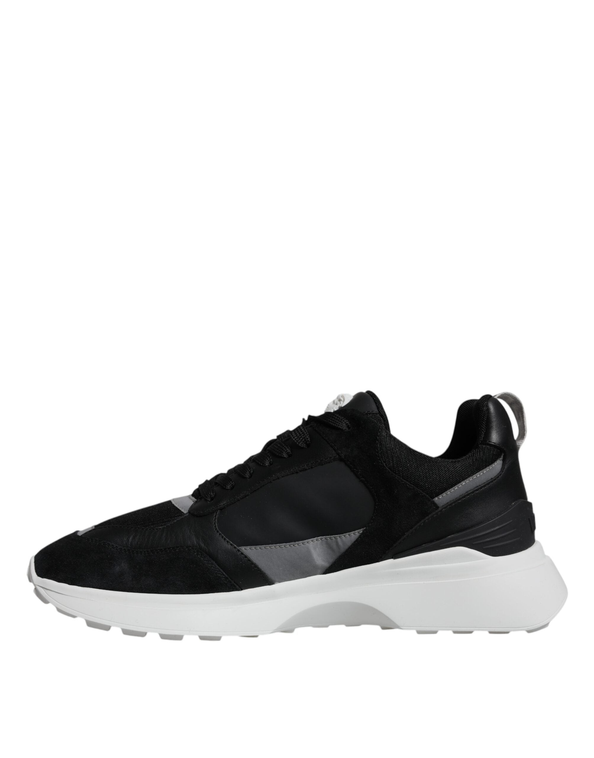 Versace black canvas quad fabric Medusa low top sneaker shoes with logo detail and stylish design.